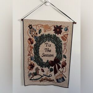Vintage Christmas Holiday Tapestry Wall Hanging Décor